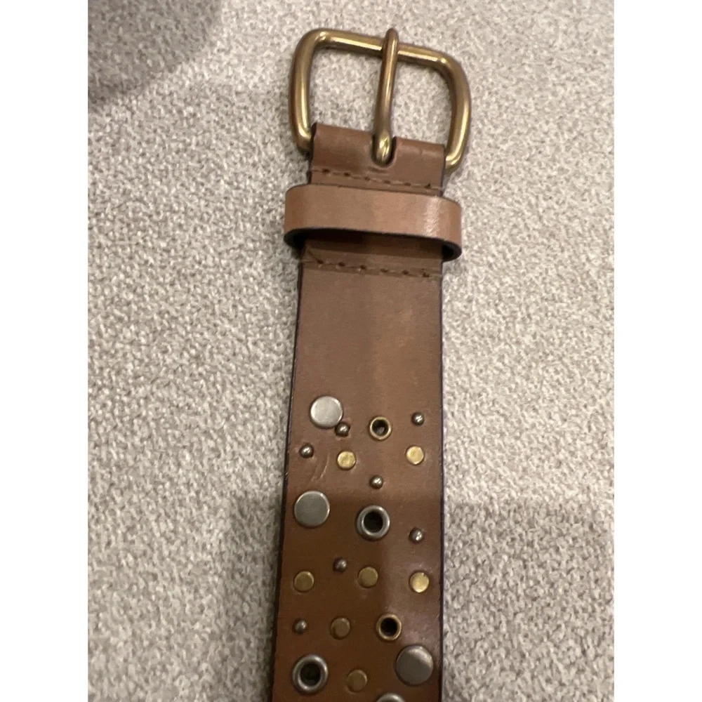 Brown STUDDED LEATHER BELT - EUC